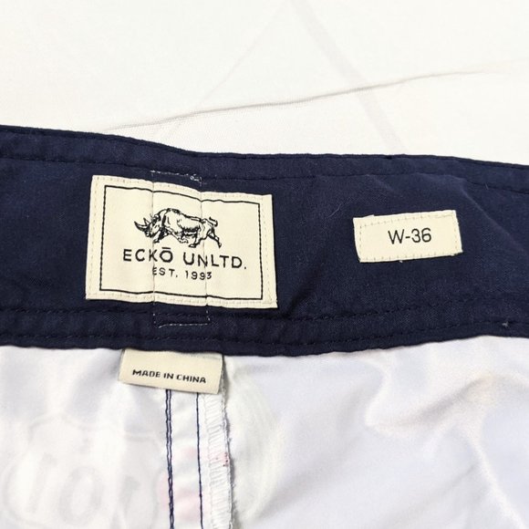 🔥Host Pick🔥 Ecko Unltd. Navy Blue State Print Board Shorts SZ 36 - Picture 9 of 13